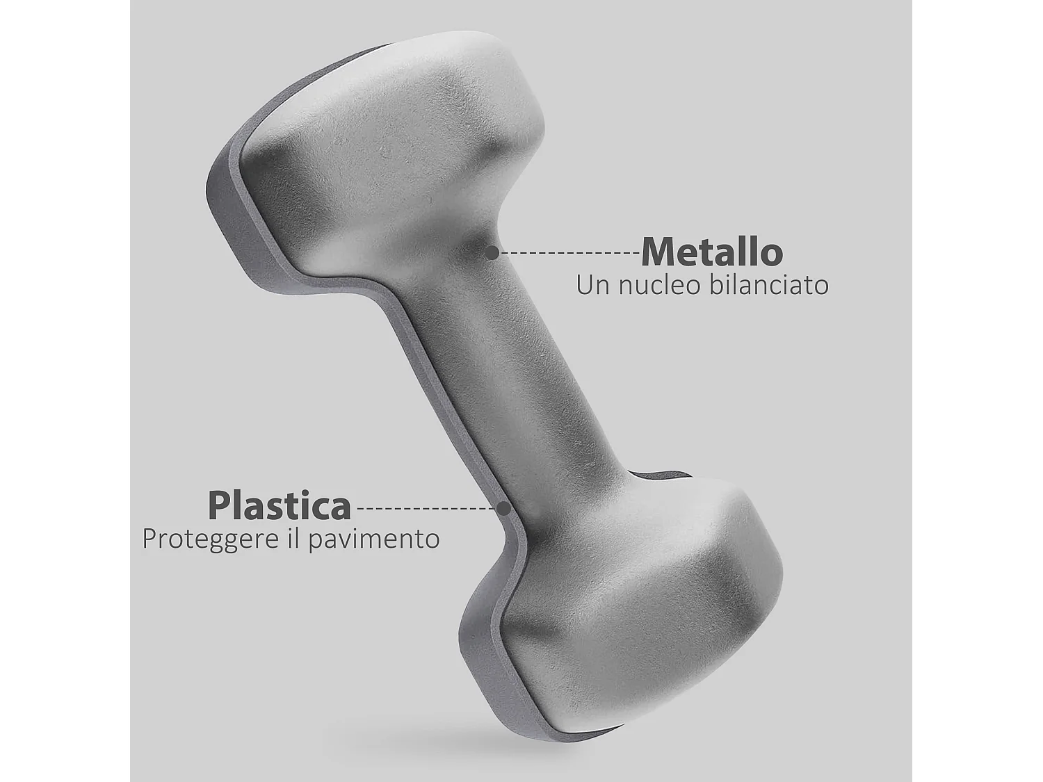 Set 2 manubri esagonali 10 kg in metallo e plastica 26x12x12 cm grigio