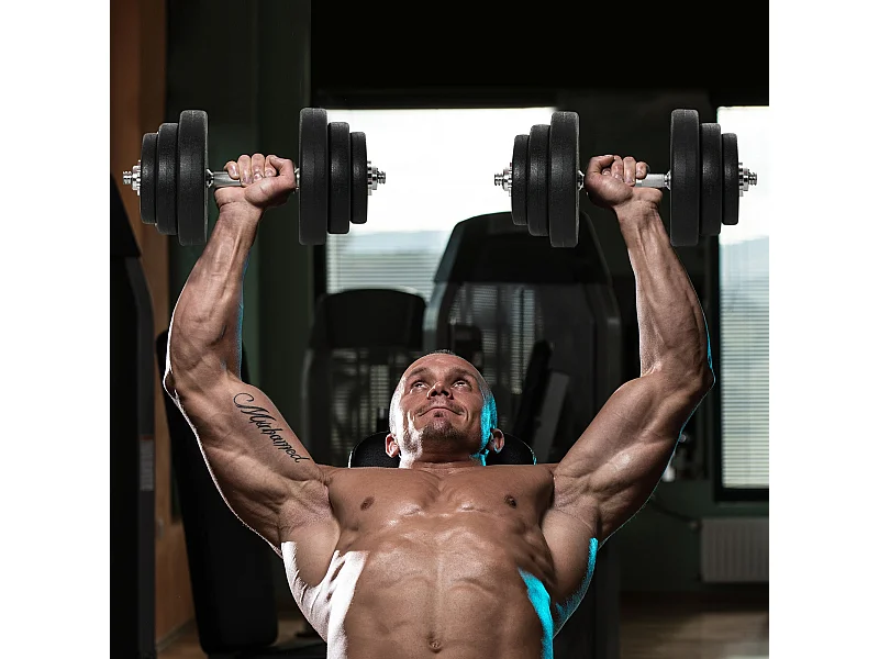 Set manubri palestra 40kg con 2 manubri in acciaio e 12 pesi