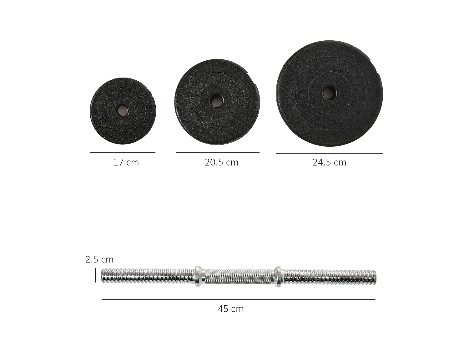 Set manubri palestra 40kg con 2 manubri in acciaio e 12 pesi