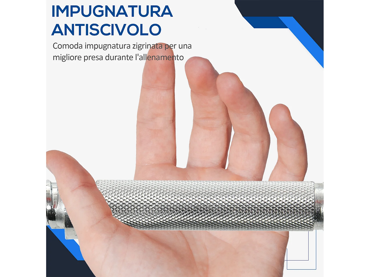 Set manubri palestra 40kg con 2 manubri in acciaio e 12 pesi