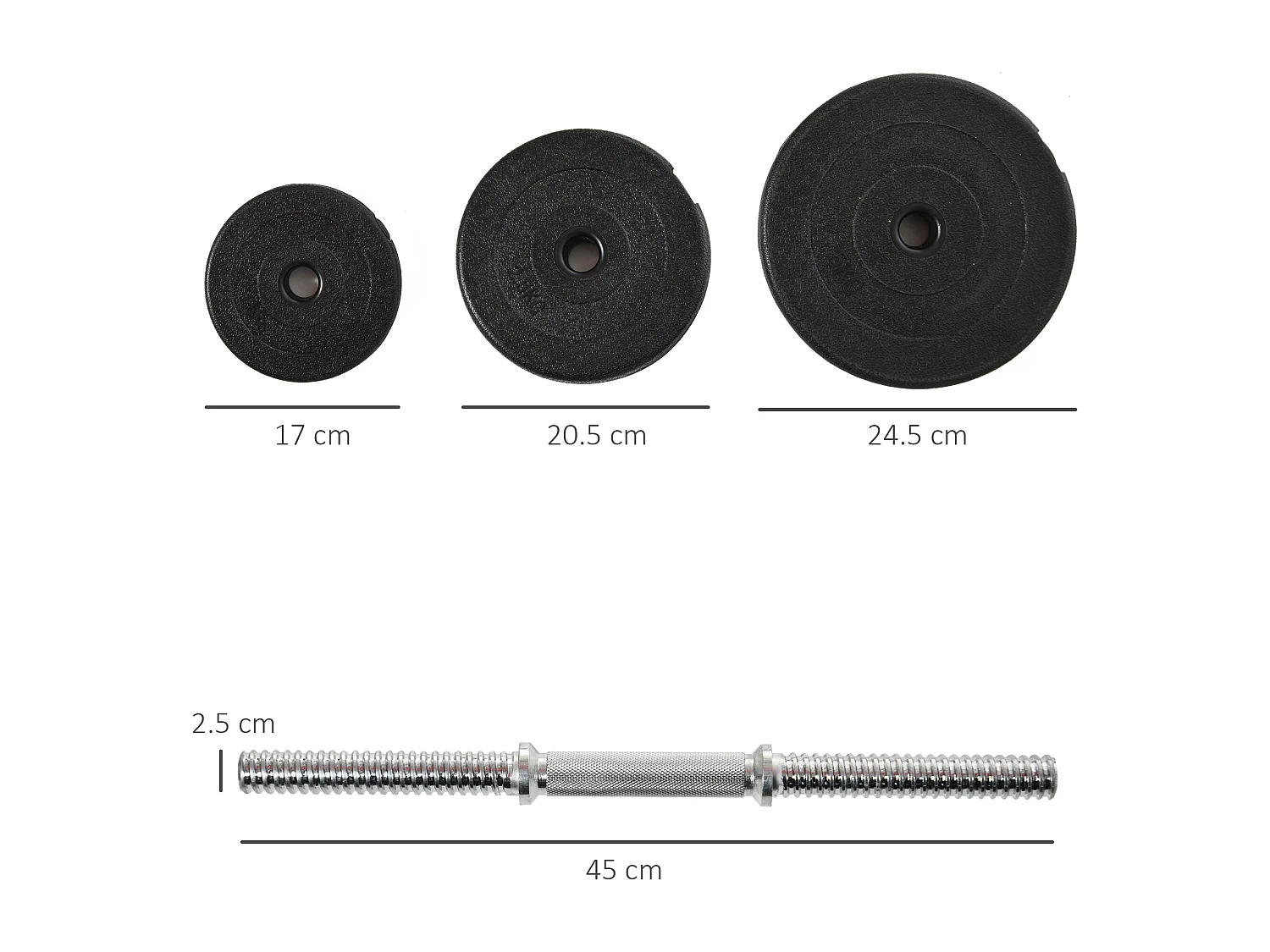 Set manubri palestra 40kg con 2 manubri in acciaio e 12 pesi