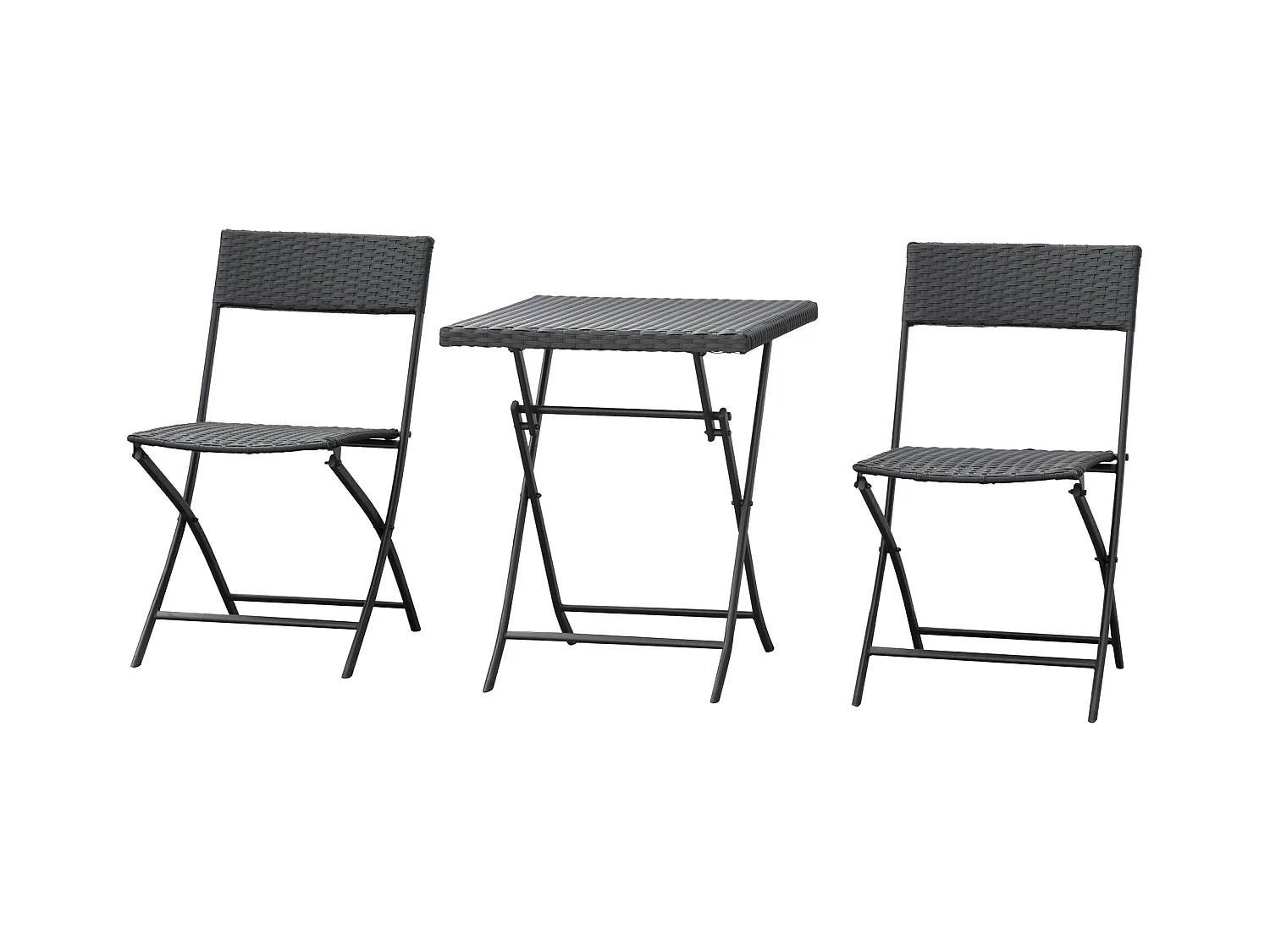 Set tavolino e sedie da giardino pieghevoli in rattan pe marrone