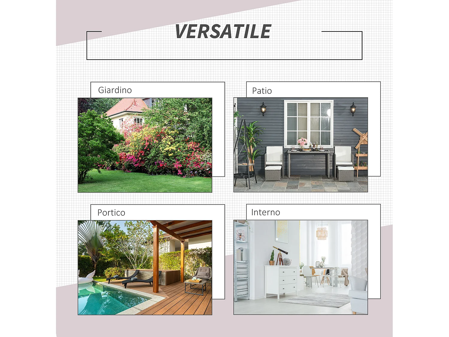 Set mobili da giardino con 1 tavolo e 2 sedie in rattan