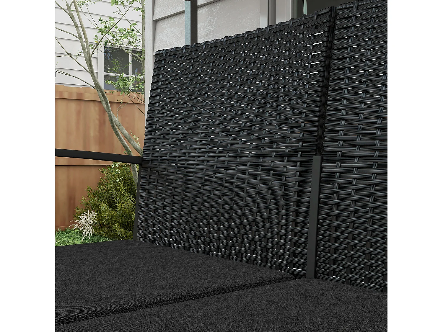 Set da giardino con 2 sedie divanetto e 2 tavolini effetto rattan