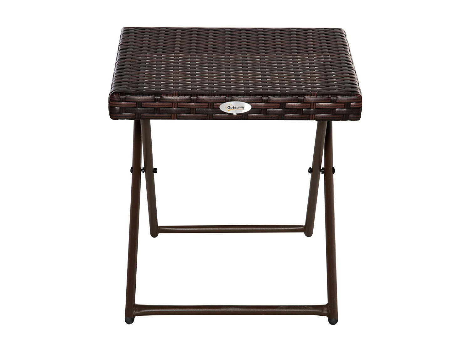 Tavolino da giardino pieghevole in rattan sintetico e acciaio marrone
