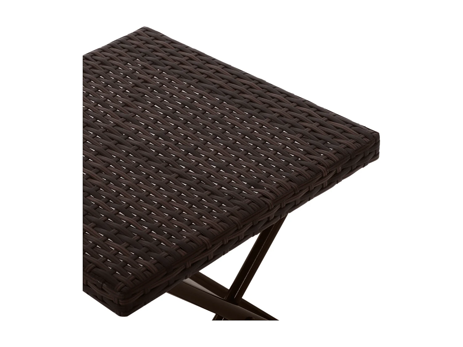 Tavolino da giardino pieghevole in rattan sintetico e acciaio marrone