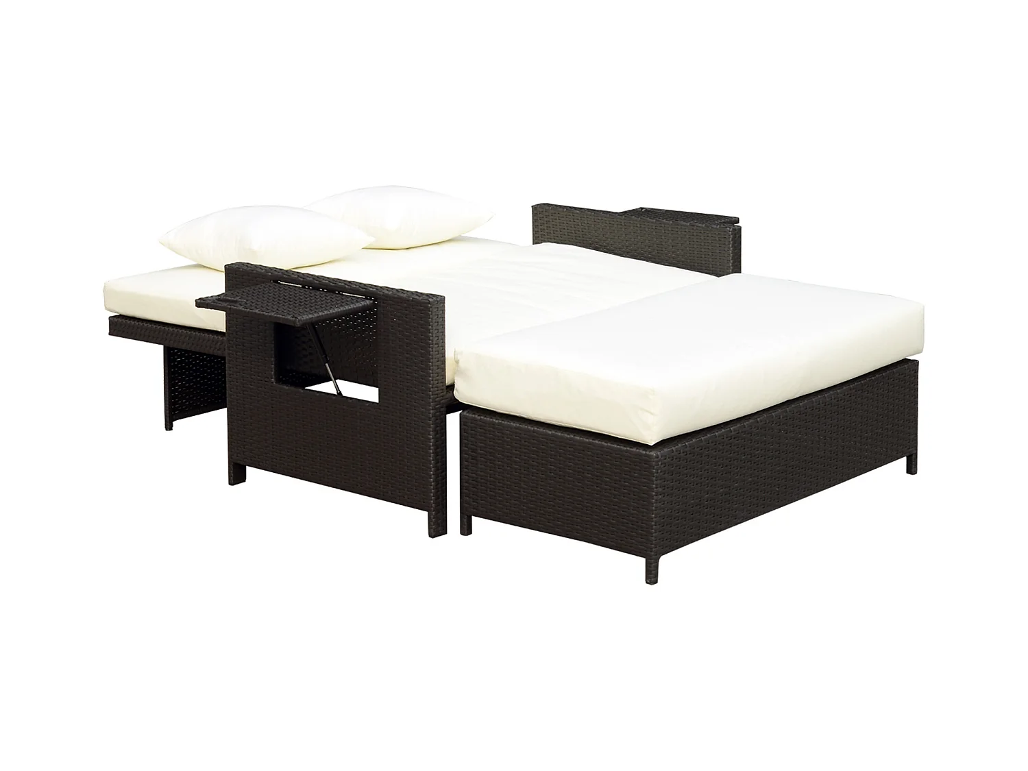 Divanetto da giardino componibile con panca in rattan marrone