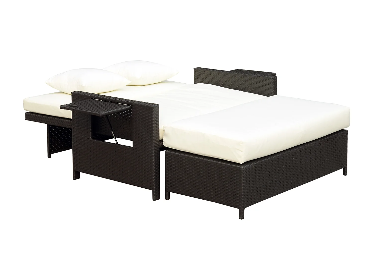 Divanetto da giardino componibile con panca in rattan marrone