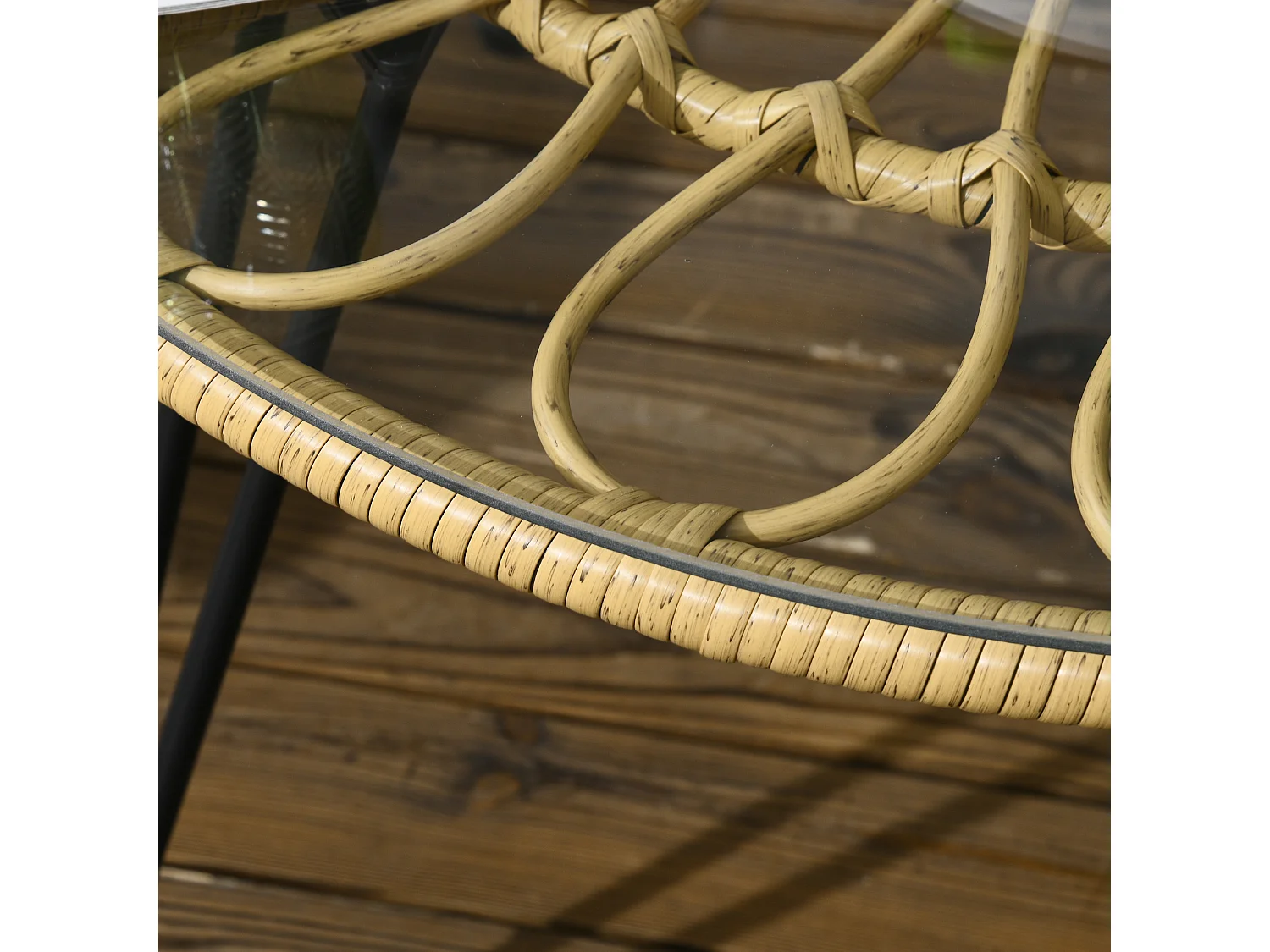 Set da giardino 5 pezzi in rattan con tavolo rotondo e 4 sedie