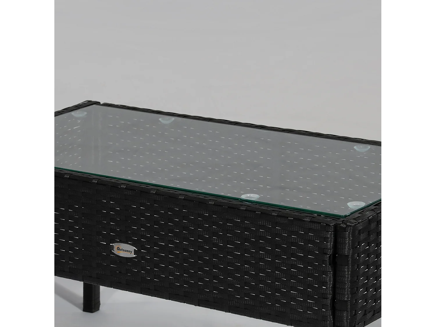 Set da giardino 4 pezzi in rattan pe con tavolino 2 poltrone e divano