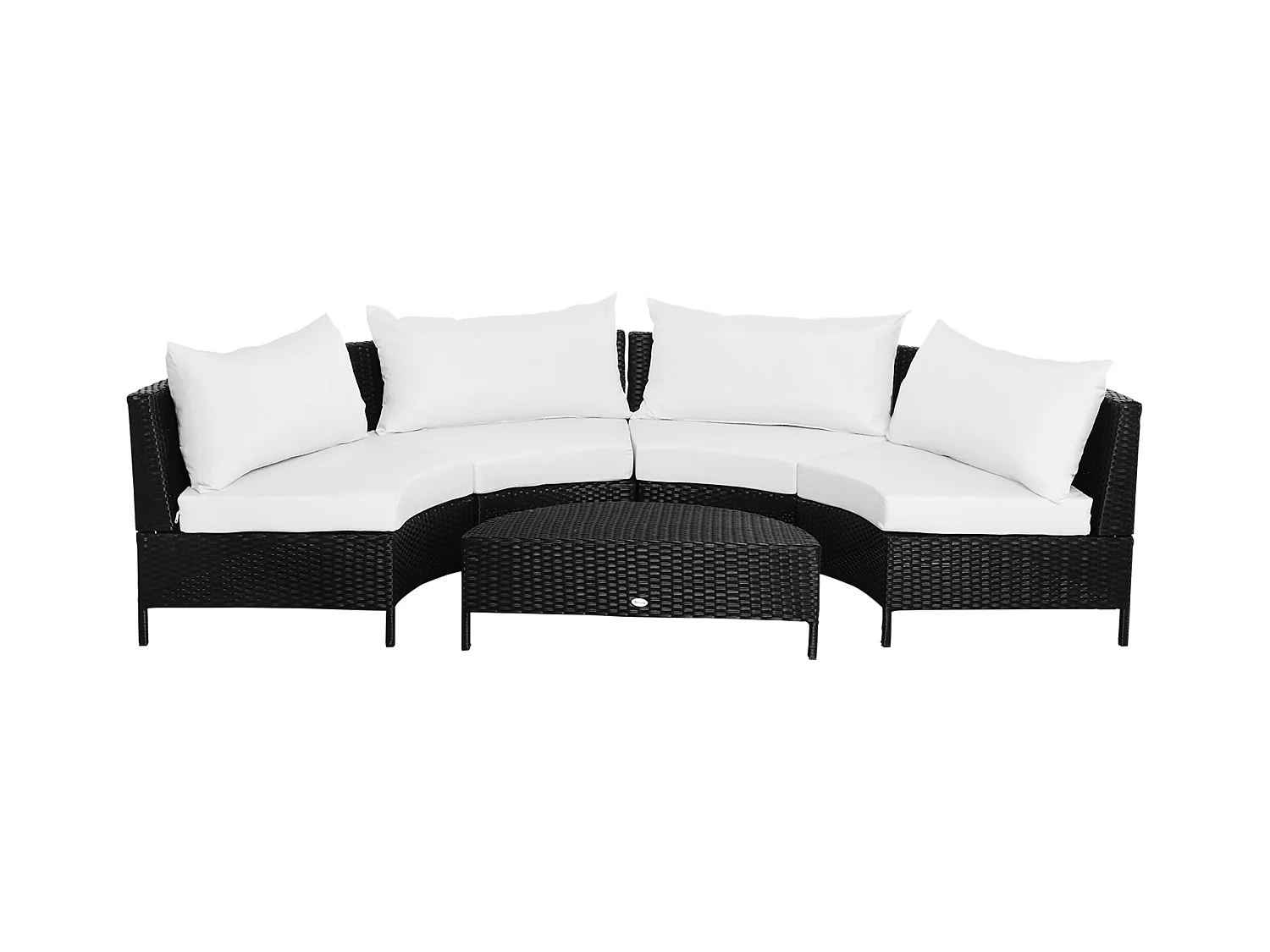 Mobili da esterno 5 pezzi con pouf salottino in rattan nero e bianco