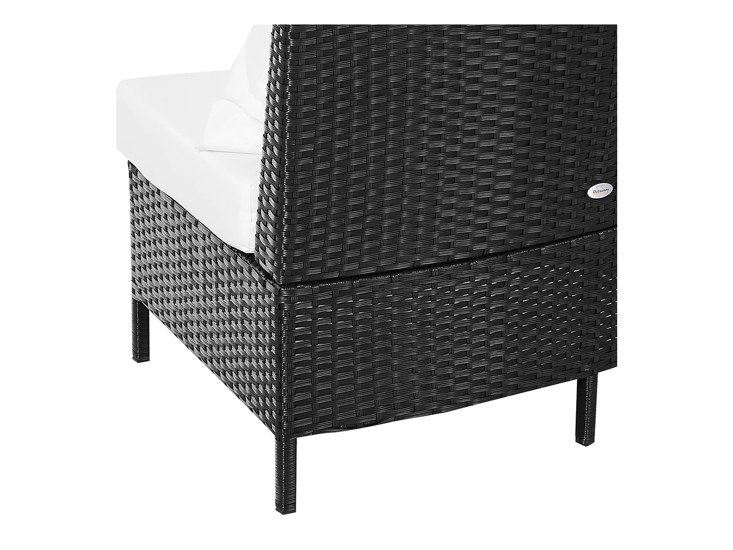Mobili da esterno 5 pezzi con pouf salottino in rattan nero e bianco