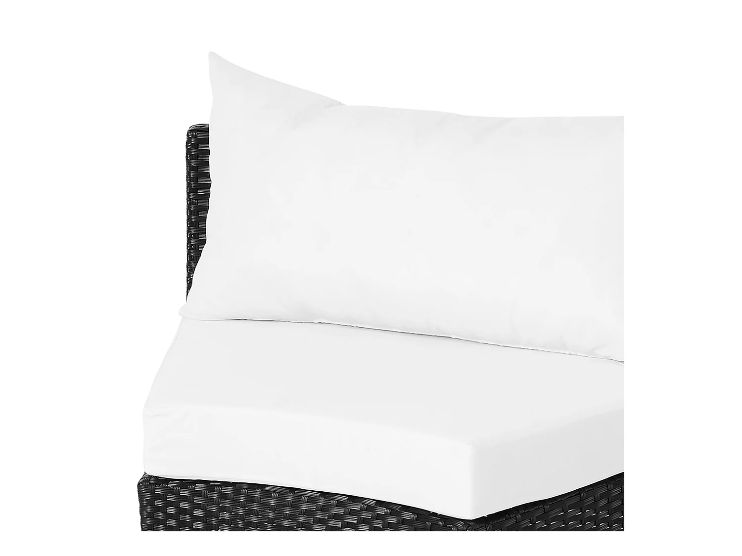 Mobili da esterno 5 pezzi con pouf salottino in rattan nero e bianco