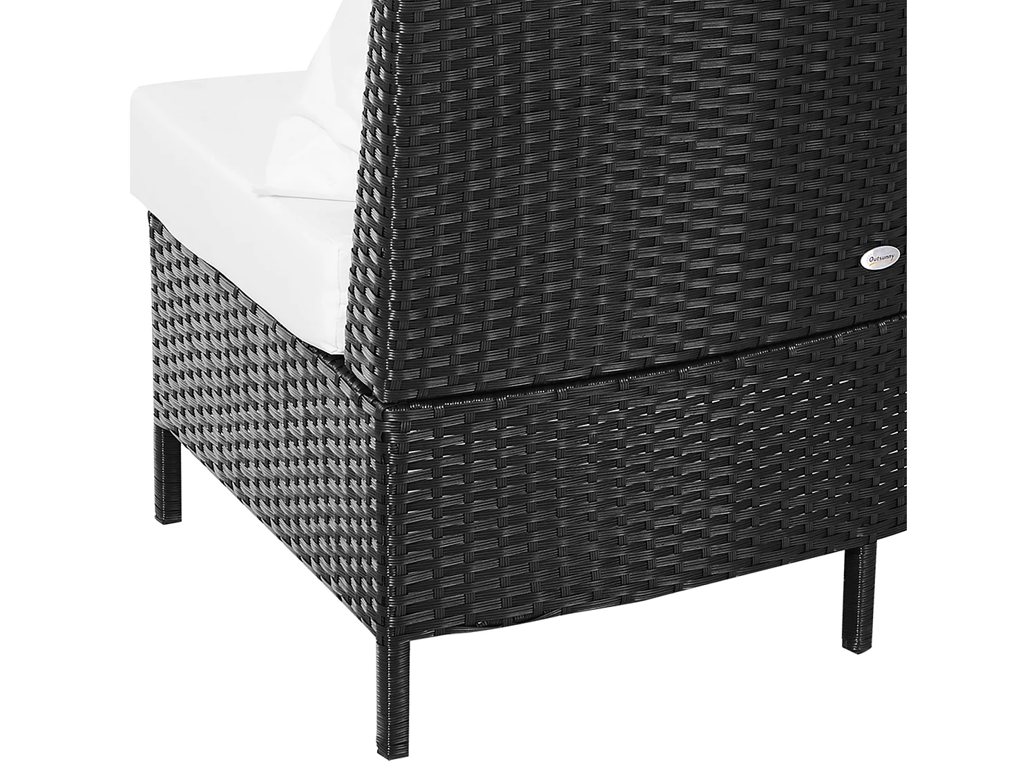 Mobili da esterno 5 pezzi con pouf salottino in rattan nero e bianco