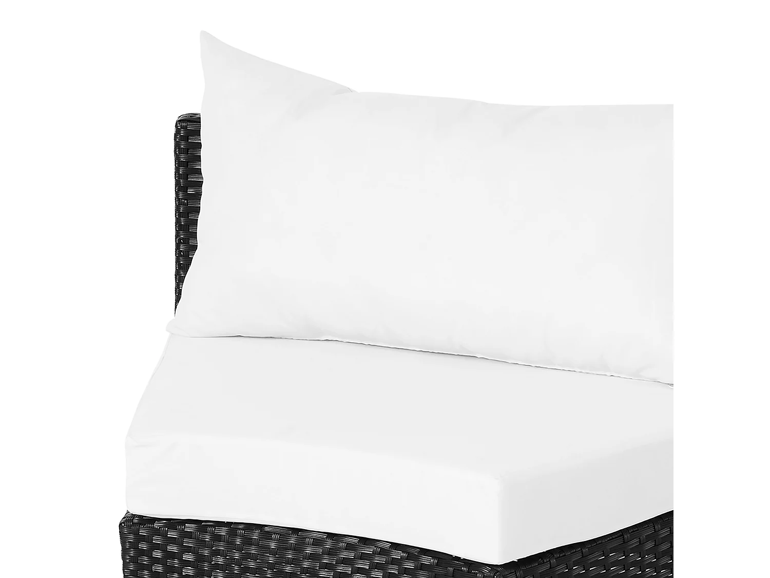 Mobili da esterno 5 pezzi con pouf salottino in rattan nero e bianco