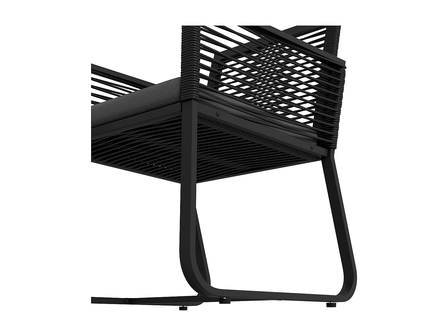 Set da giardino con 2 poltroncine e tavolino in vetro e rattan nero