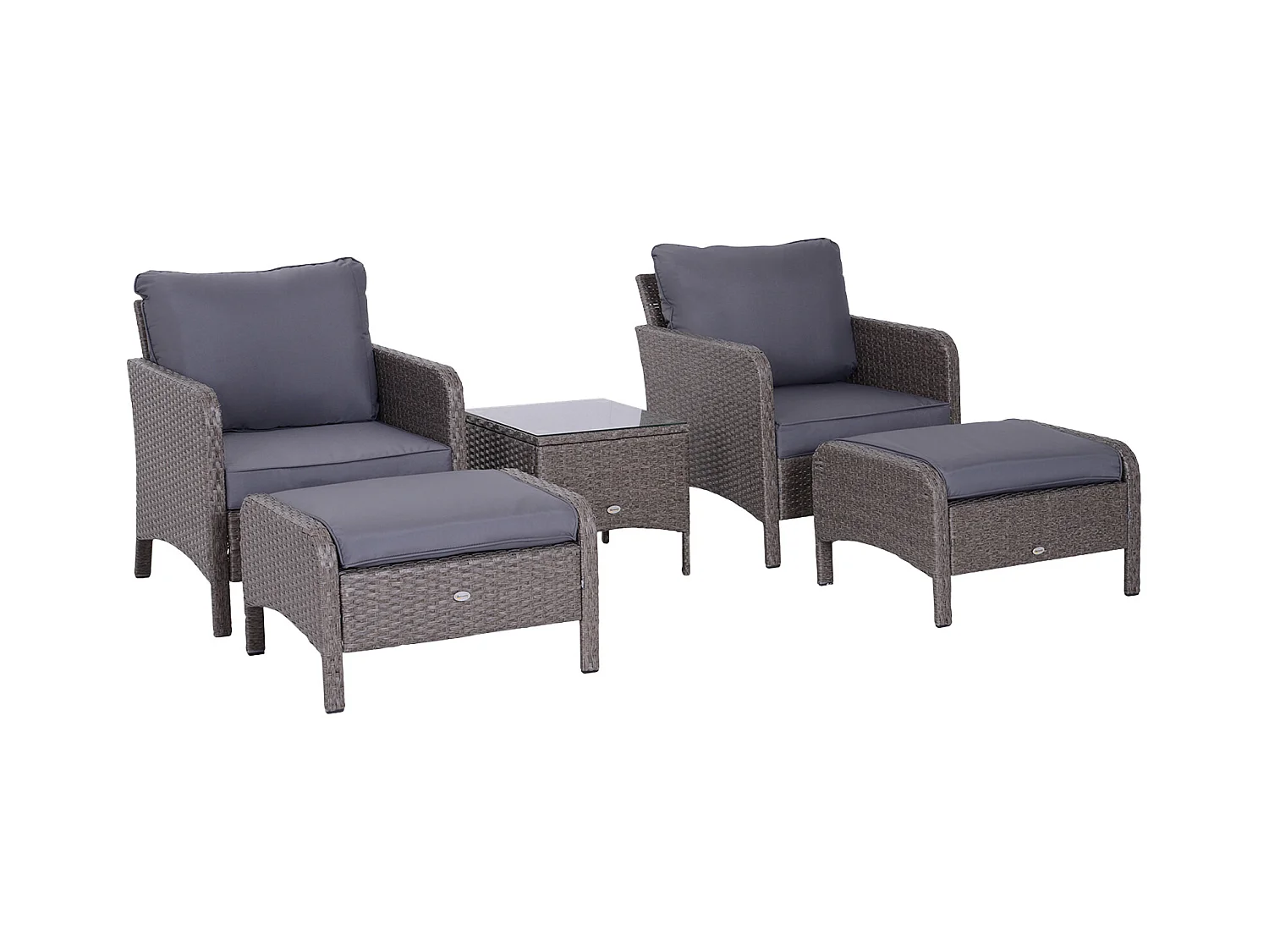 Set mobili da giardino e esterno 5 pezzi in pe rattan grigio