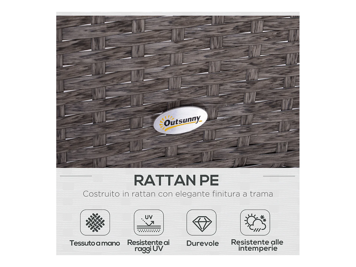 Set mobili da giardino e esterno 5 pezzi in pe rattan grigio