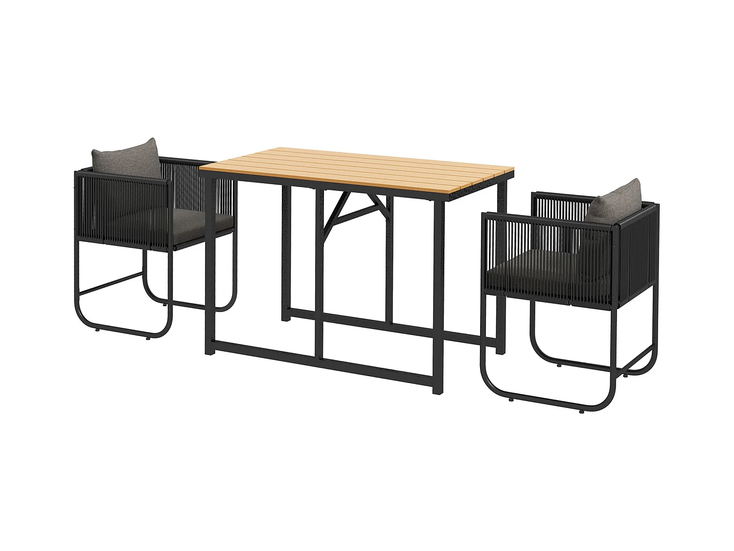 Set da giardino 3 pezzi con 2 sedie e tavolo in legno composito