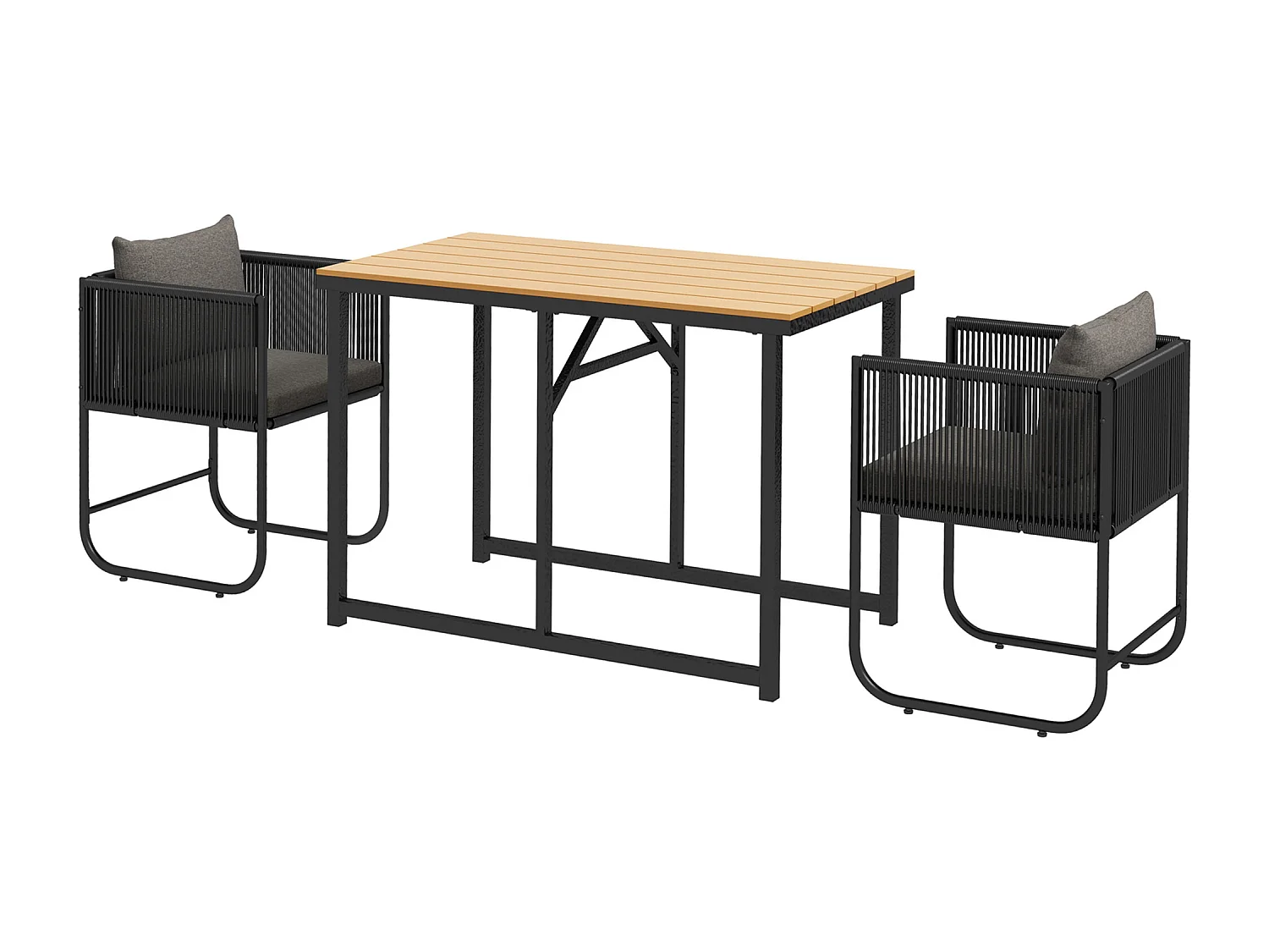 Set da giardino 3 pezzi con 2 sedie e tavolo in legno composito