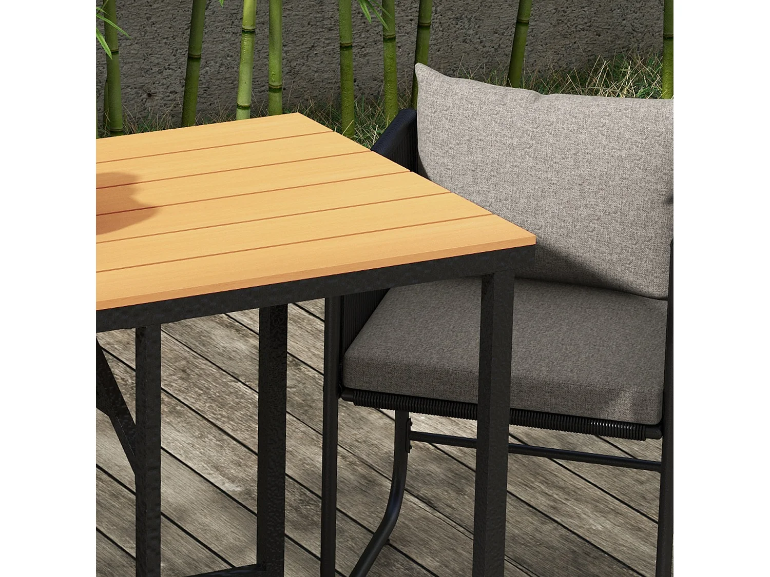 Set da giardino 3 pezzi con 2 sedie e tavolo in legno composito