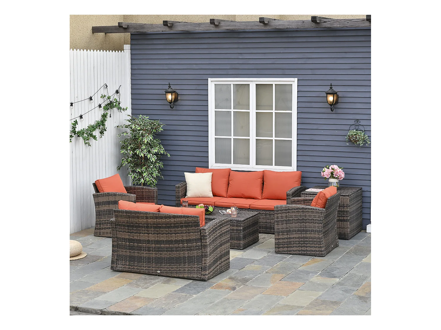 Mobili da giardino 6 pezzi in rattan divani poltrone tavolini