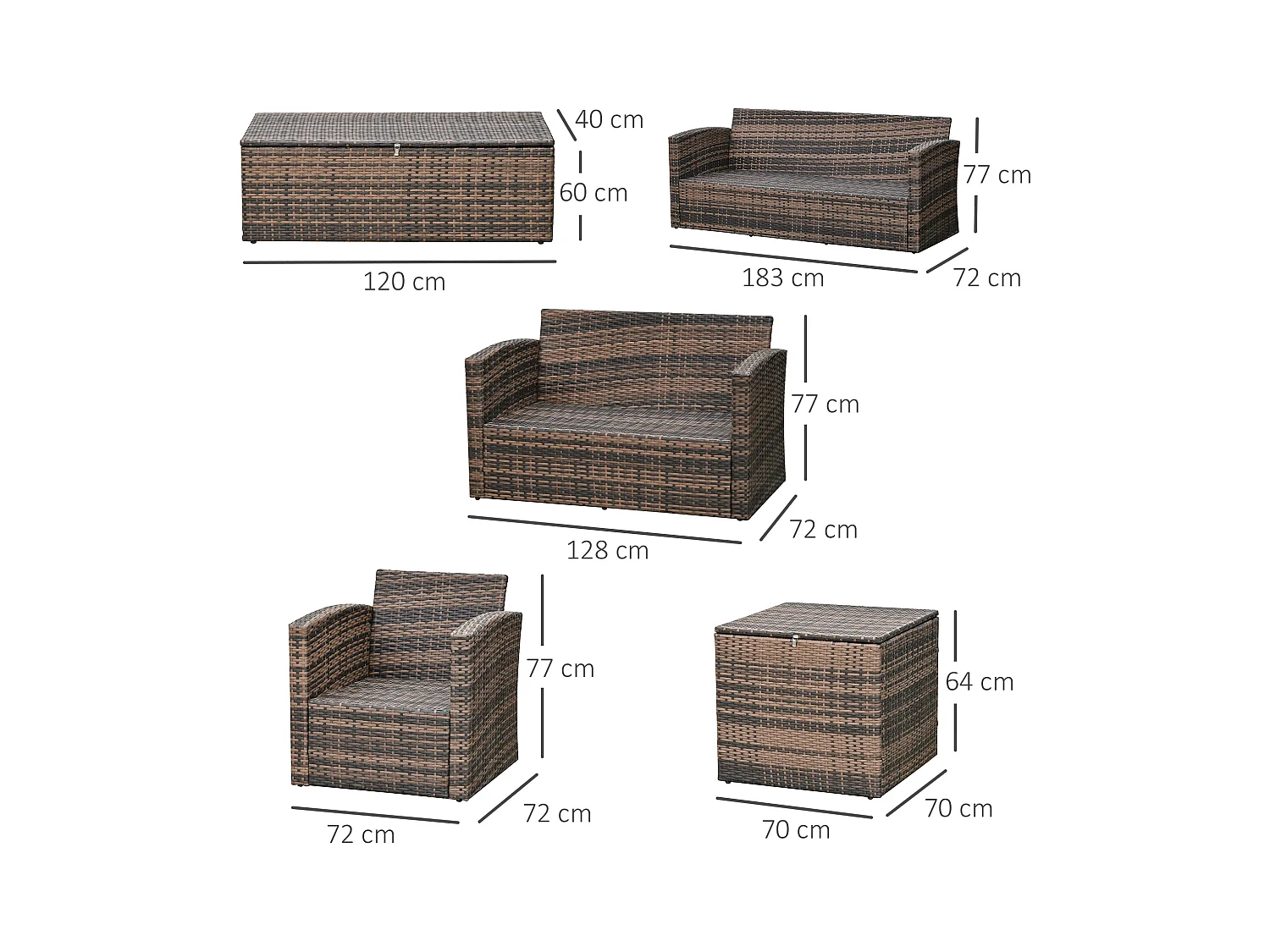 Mobili da giardino 6 pezzi in rattan divani poltrone tavolini