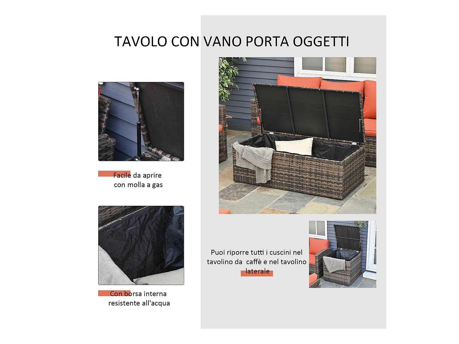 Mobili da giardino 6 pezzi in rattan divani poltrone tavolini