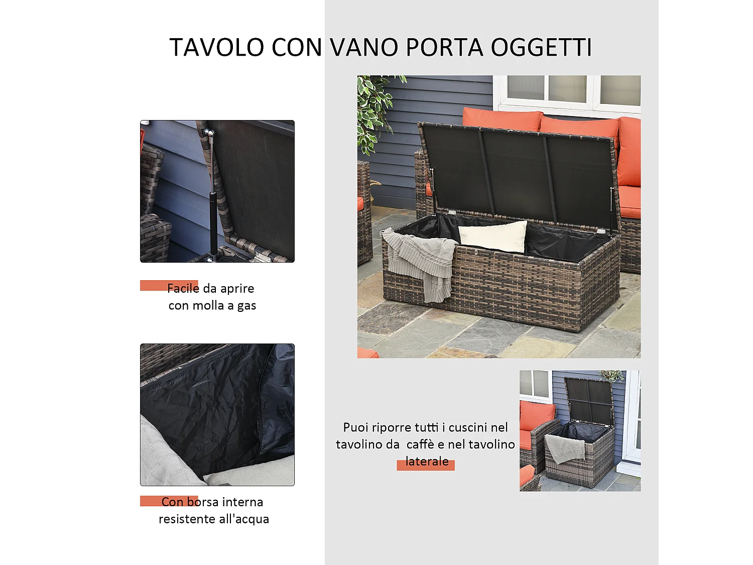 Mobili da giardino 6 pezzi in rattan divani poltrone tavolini