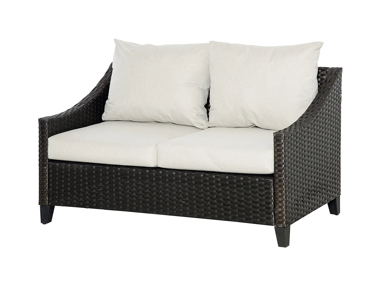 Divano 2 posti da giardino in rattan con cuscini sfoderabili