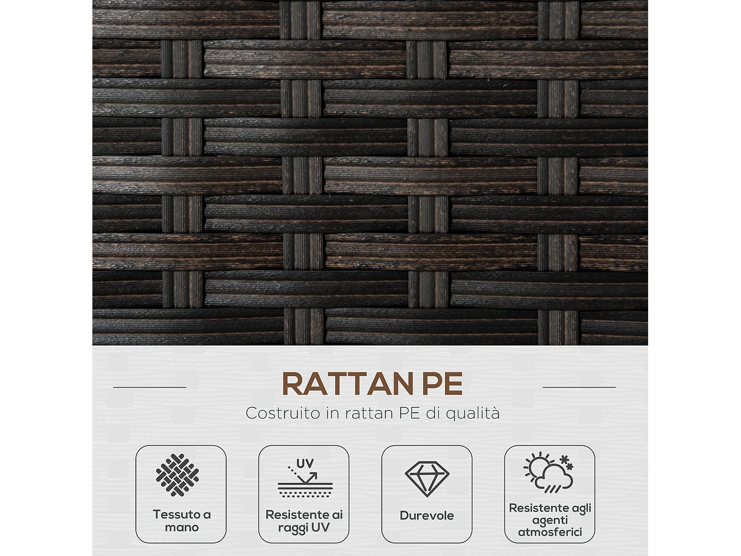 Divano 2 posti da giardino in rattan con cuscini sfoderabili