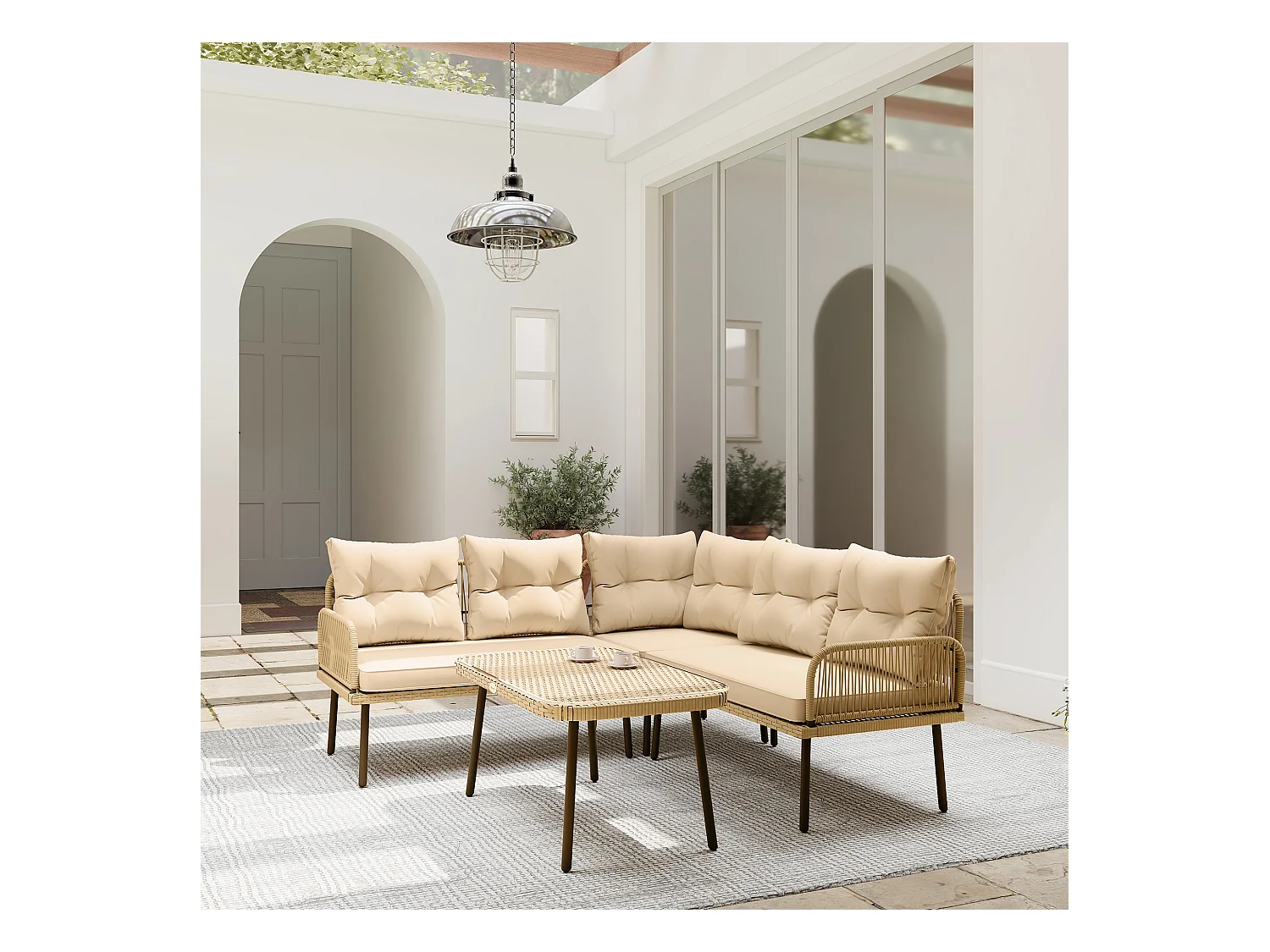 Salotto da giardino con 2 divani poltrona angolare e tavolino