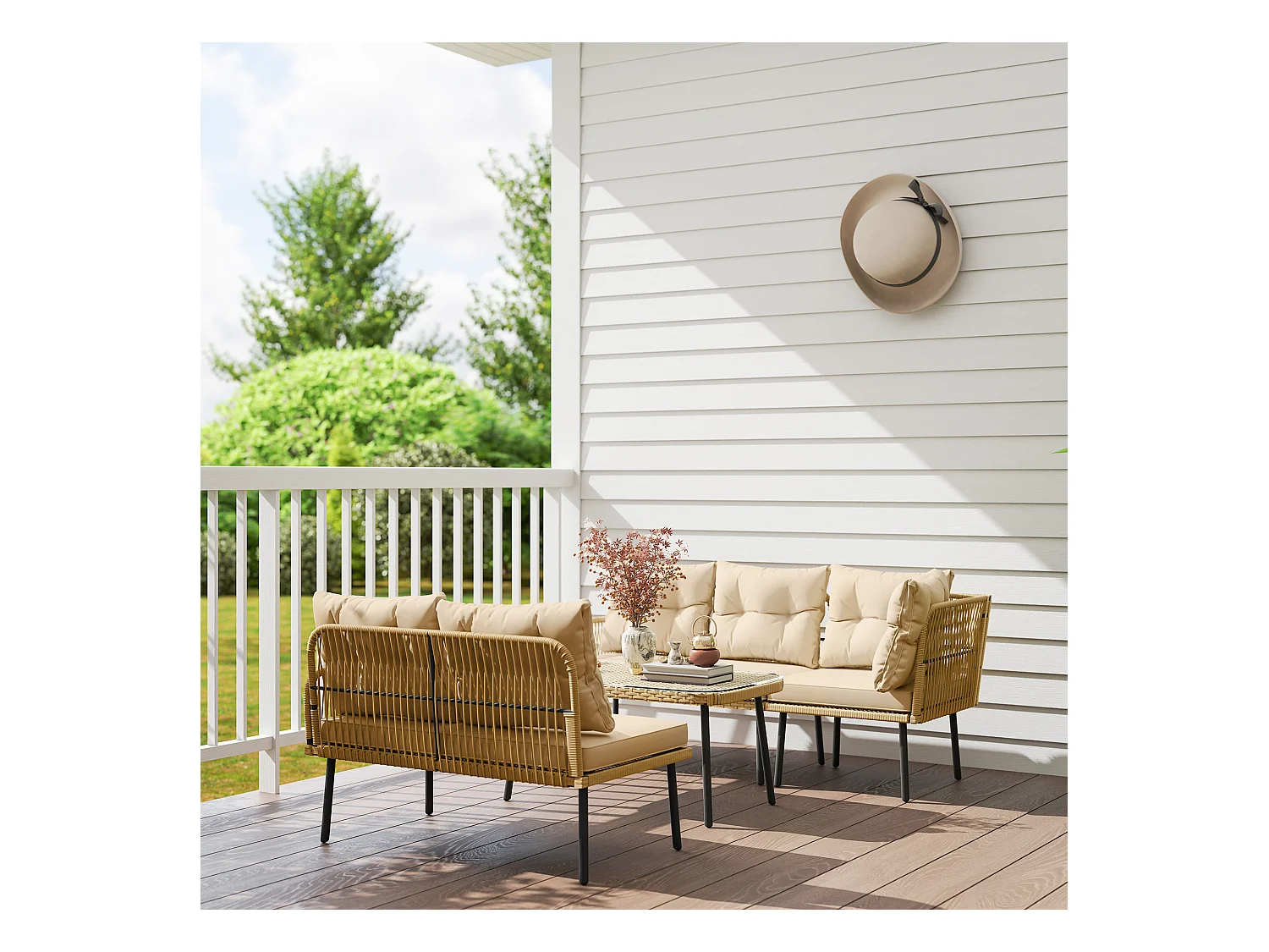 Salotto da giardino con 2 divani poltrona angolare e tavolino