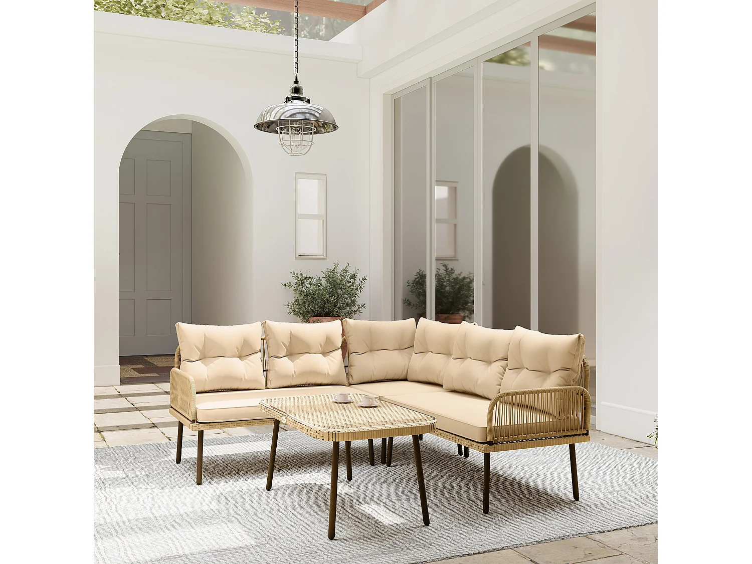 Salotto da giardino con 2 divani poltrona angolare e tavolino