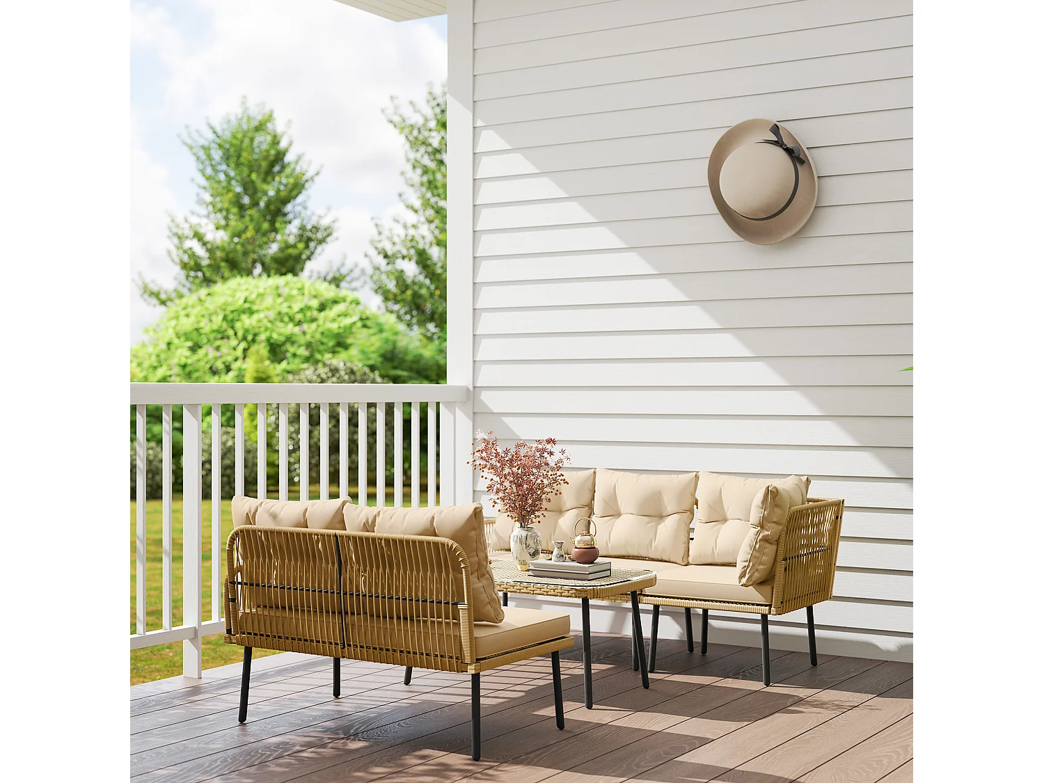 Salotto da giardino con 2 divani poltrona angolare e tavolino