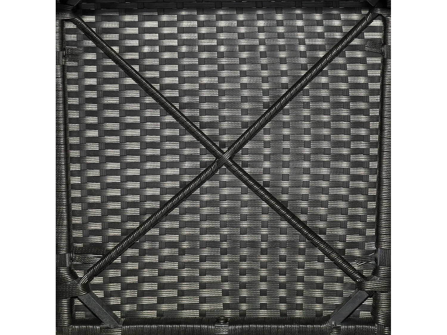 Set tavolo e sedie da giardino in rattan e legno 7 pezzi nero