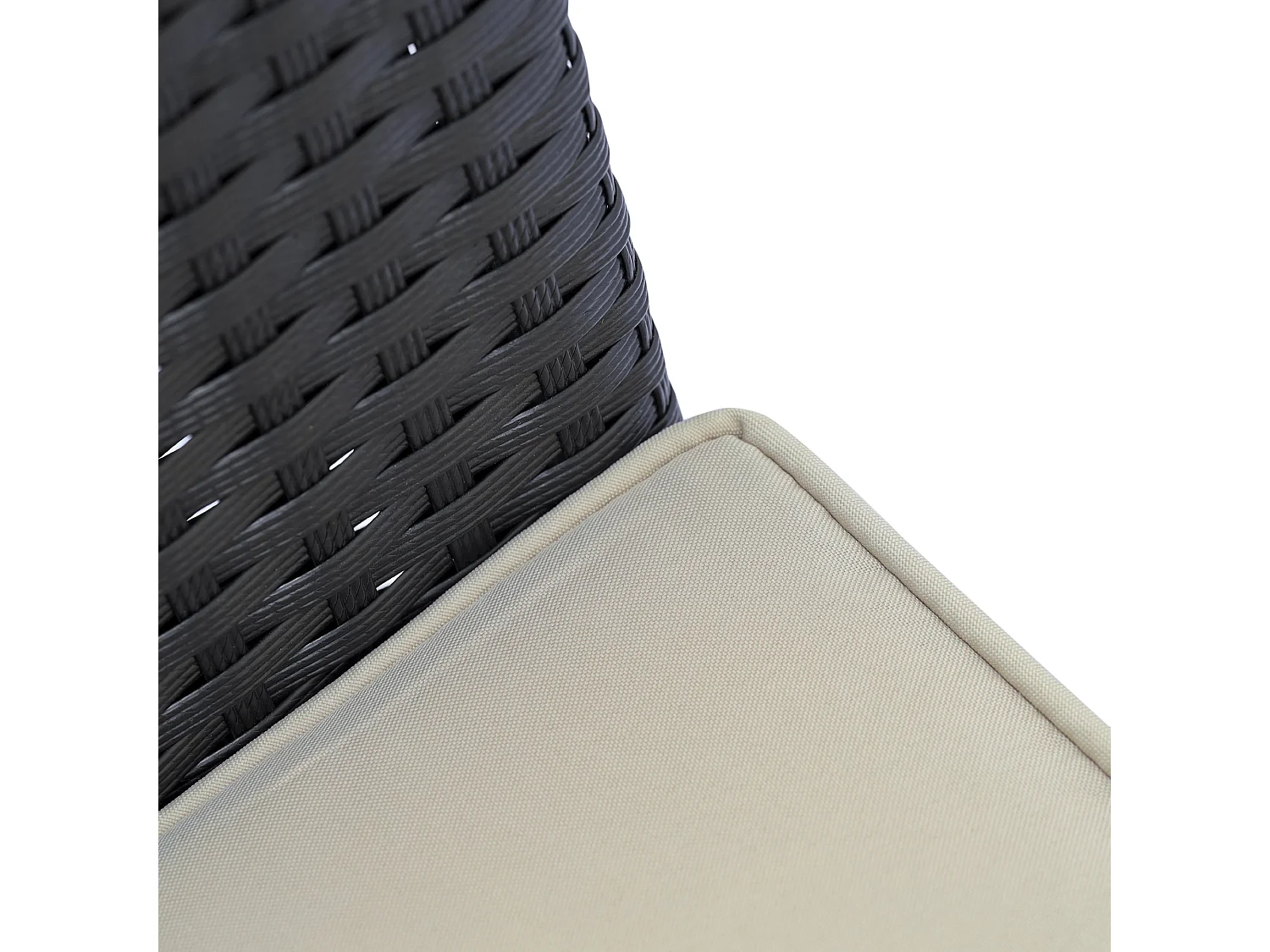 Set tavolo e sedie da giardino in rattan e legno 7 pezzi nero