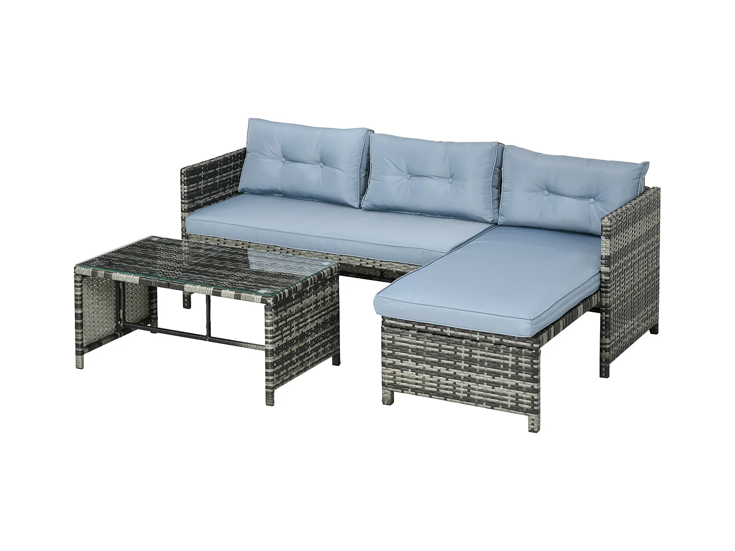 Set da giardino con divano chaise longue tavolino rattan pe