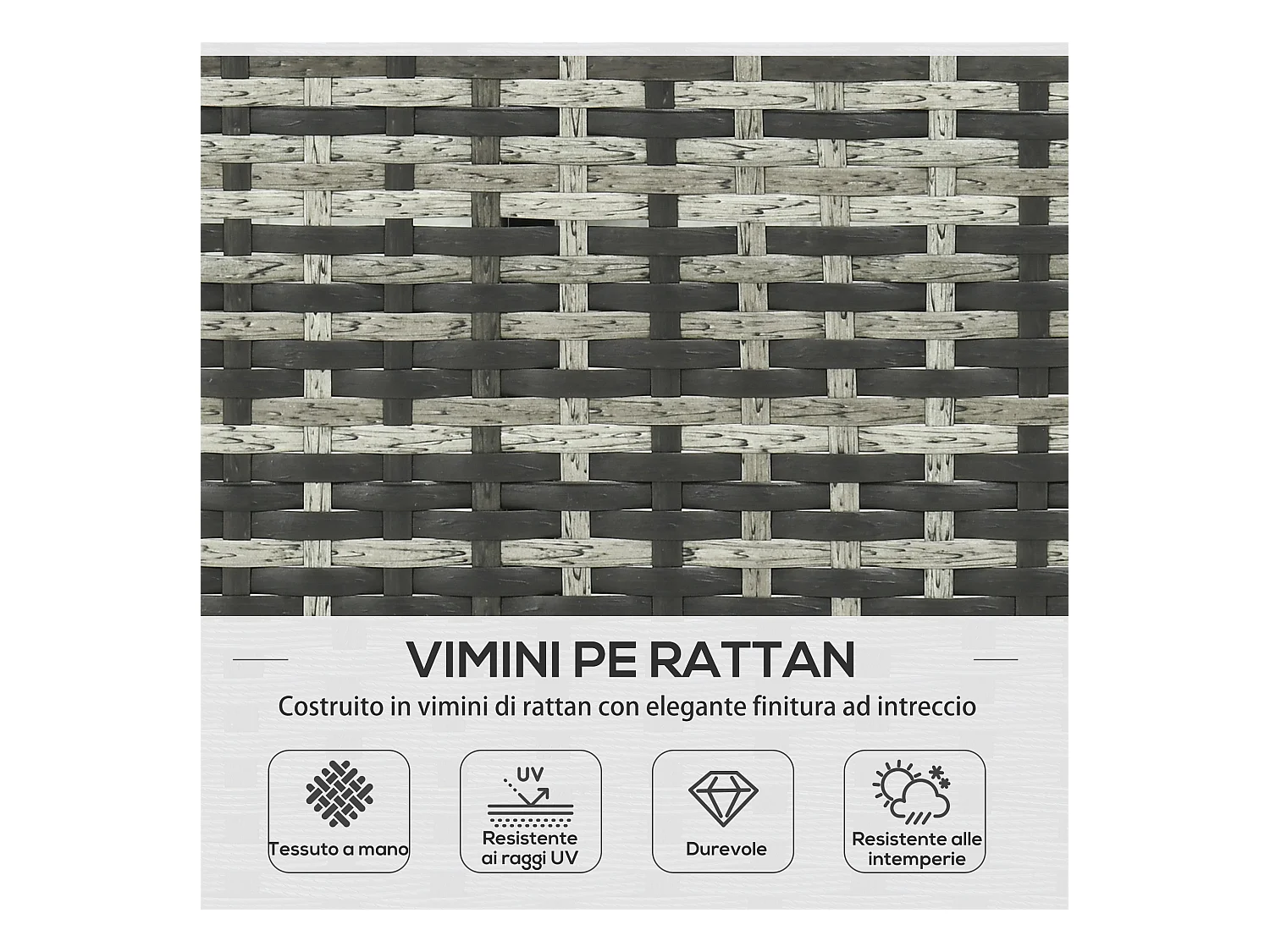 Set da giardino con divano chaise longue tavolino rattan pe