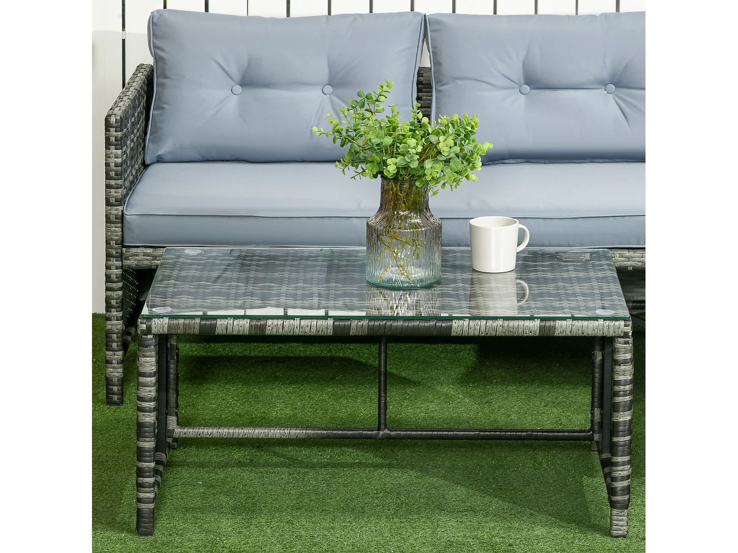 Set da giardino con divano chaise longue tavolino rattan pe