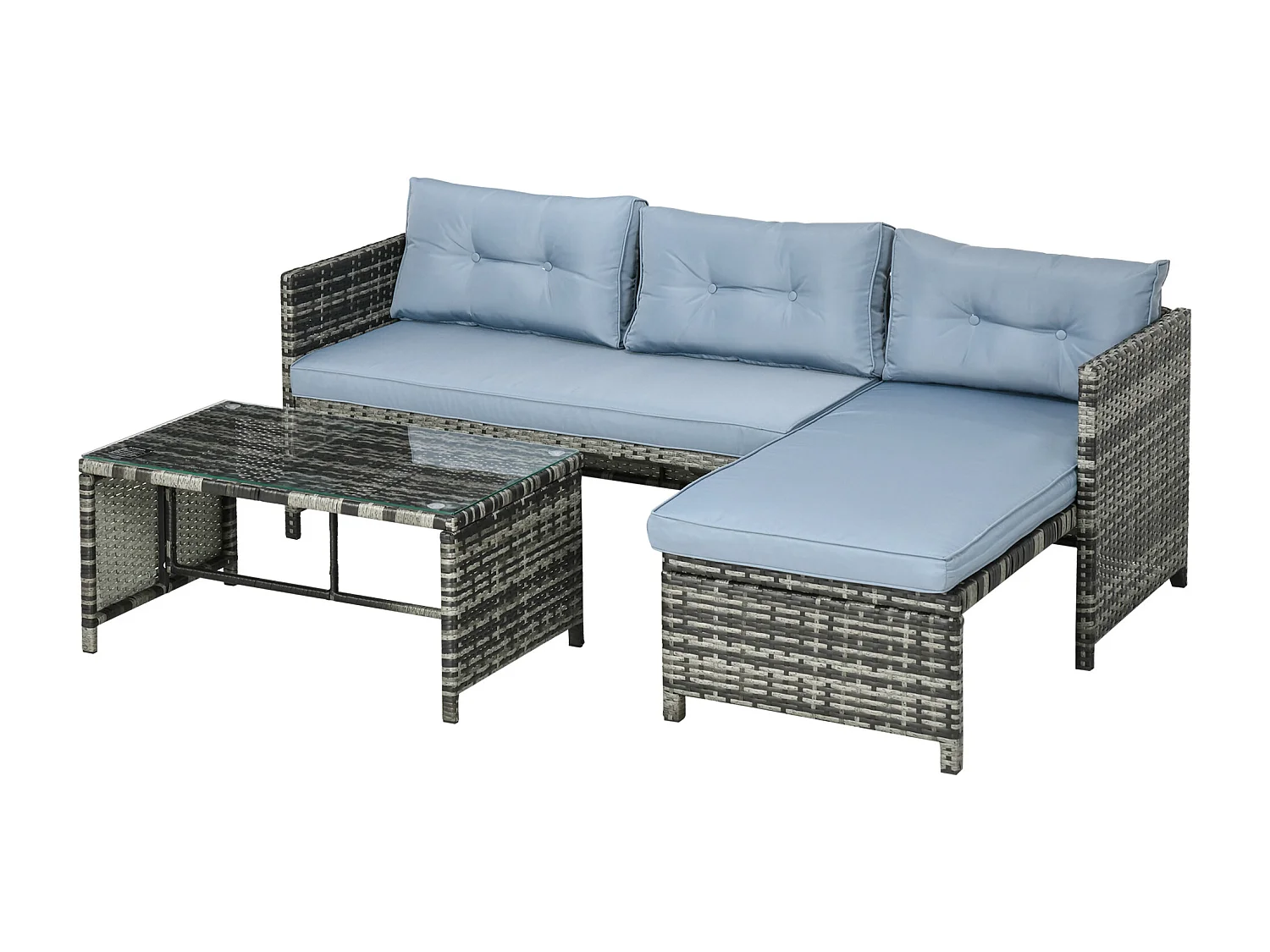 Set da giardino con divano chaise longue tavolino rattan pe