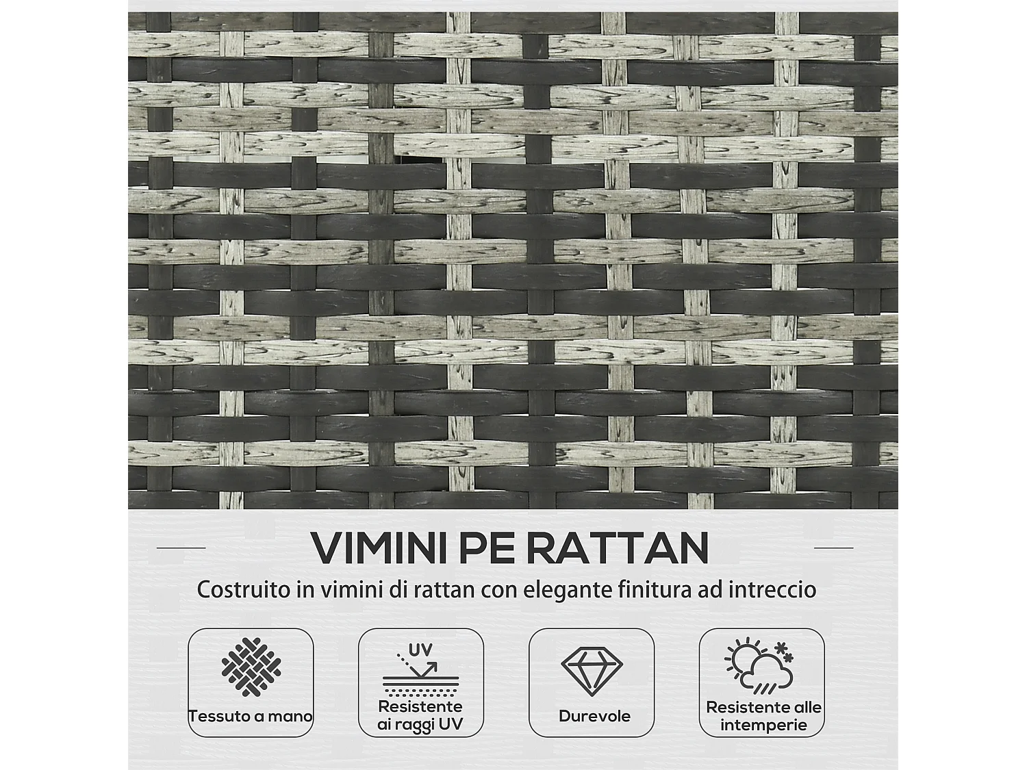 Set da giardino con divano chaise longue tavolino rattan pe