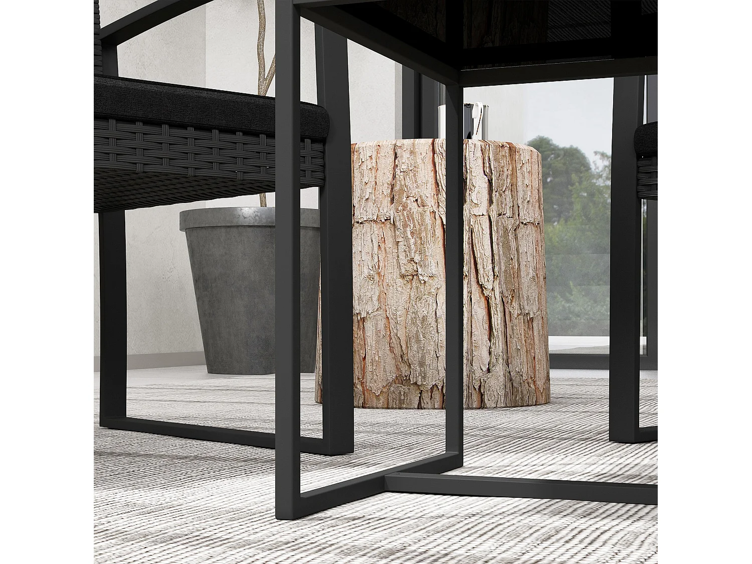 Set da giardino con 2 sedie e tavolino effetto rattan nero