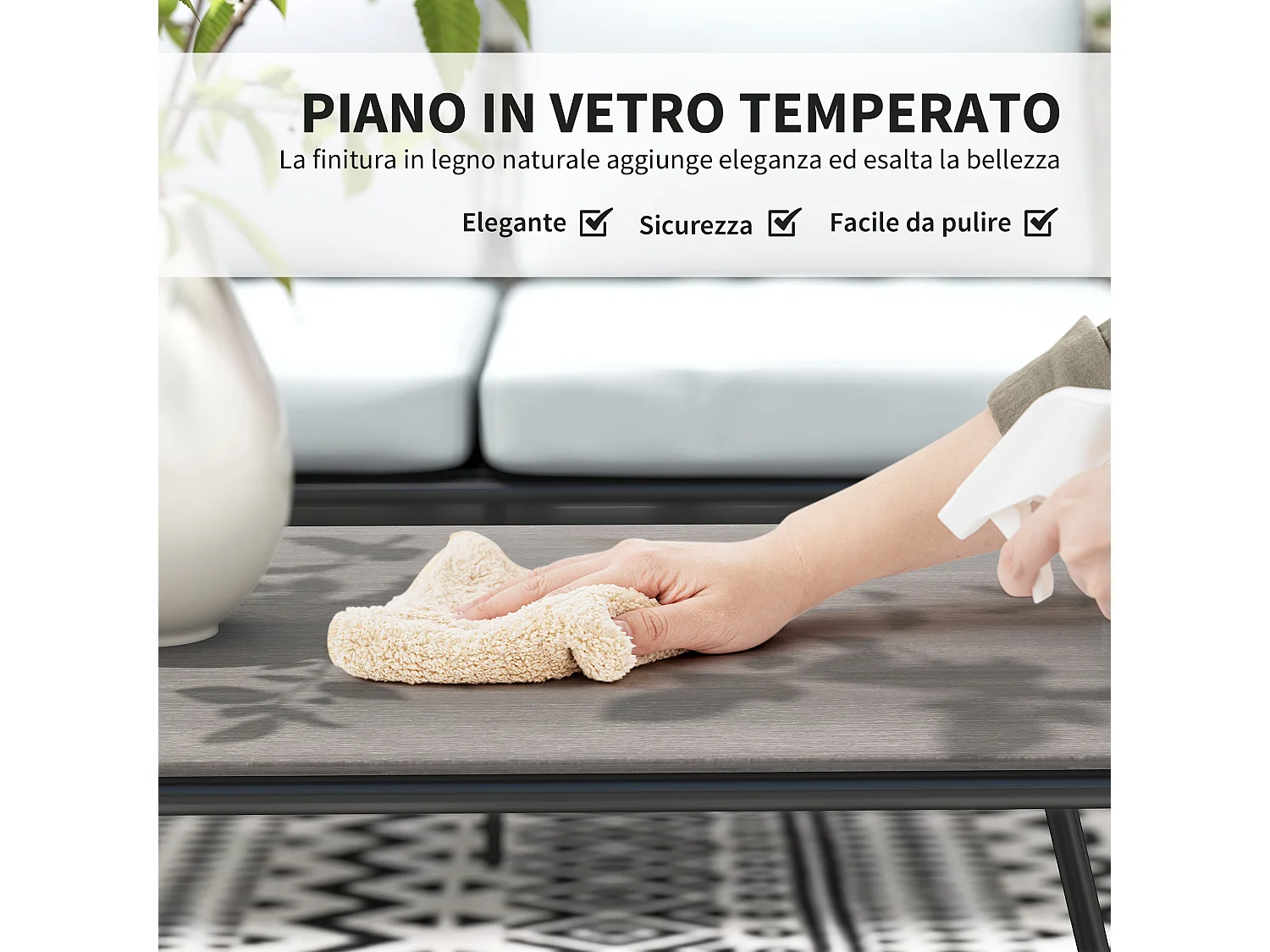 Set da giardino con divanetto 2 poltrone e tavolino in rattan