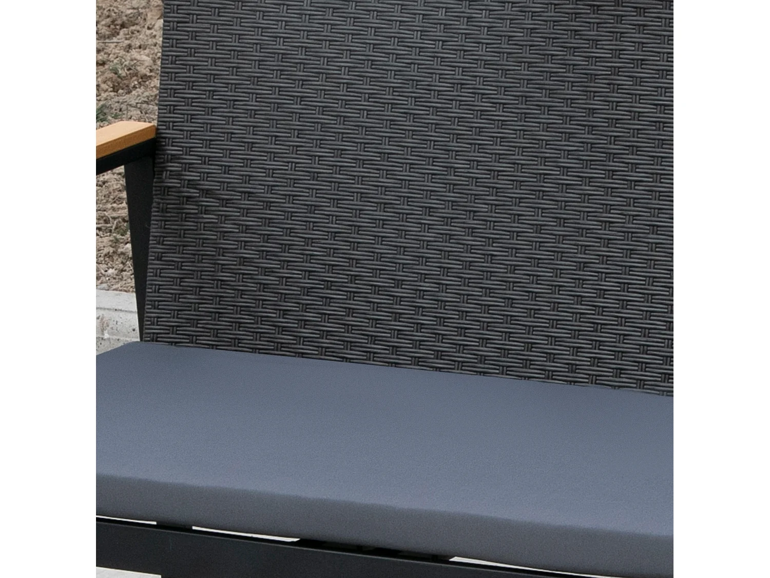 Mobili da giardino e esterno set 4 pezzi in rattan e acciaio nero