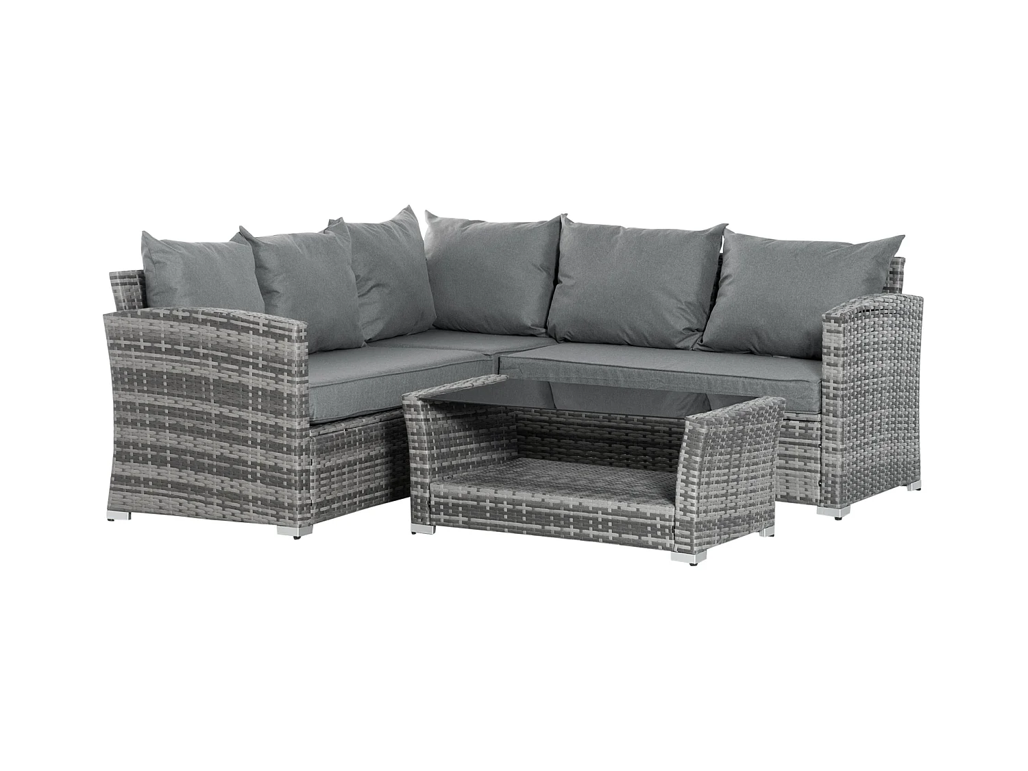 Salotto giardino rattan pe 4 pezzi divano angolare tavolino