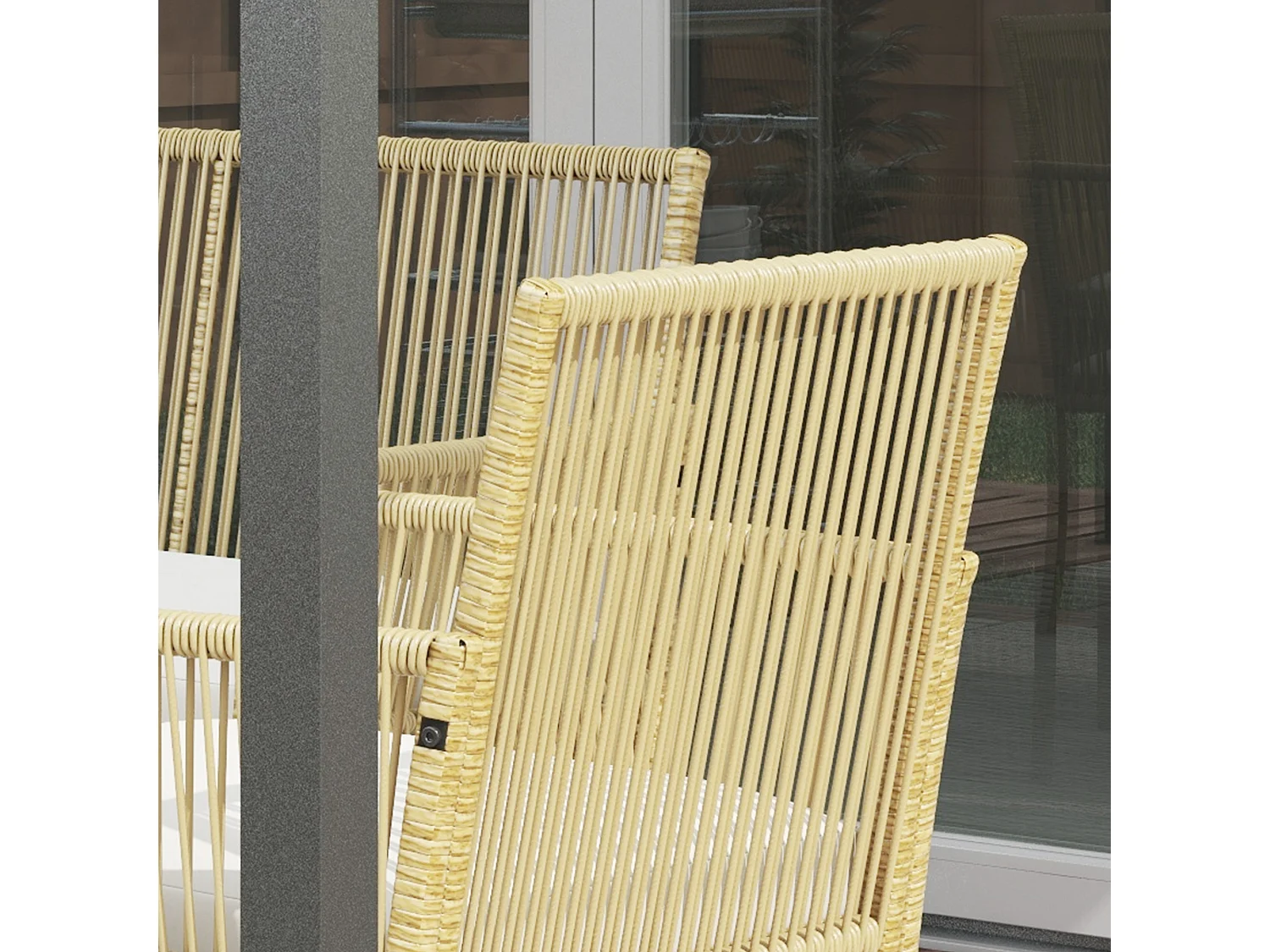 Set da giardino con 2 poltrone divano e tavolino naturale e nero