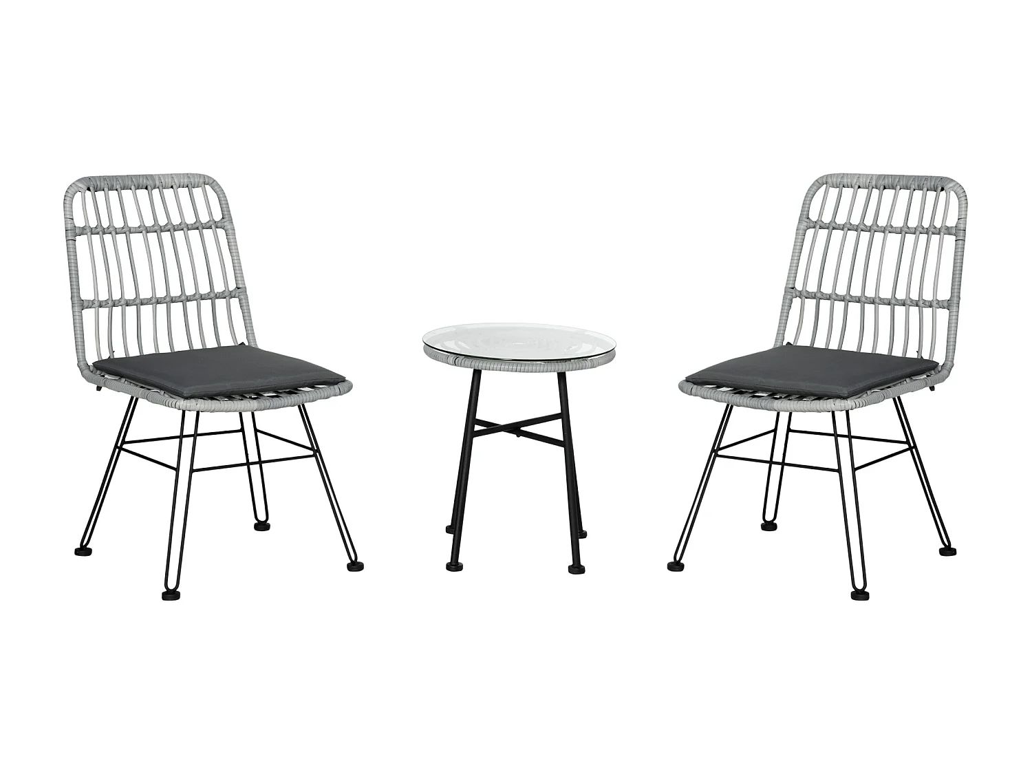 Outstunny set 3 pezzi tavolino da caffè e sedie da giardino grigio