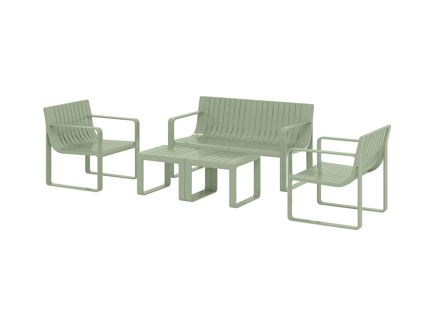 Set da giardino 5pz con divanetto 2 poltroncine e 2 tavolini verde