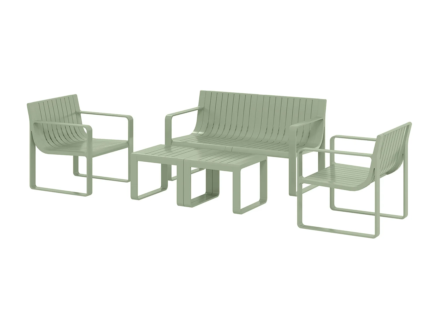 Set da giardino 5pz con divanetto 2 poltroncine e 2 tavolini verde